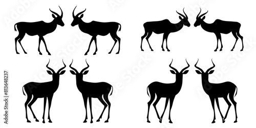 Cuadro en lienzo set of antelope, antelope flat design vector illustration