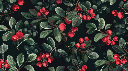Elegant seamless pattern with arctic lingonberry 
