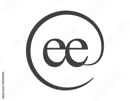 EE logo from two letter with circle shape email sign style. E and E round logotype of business company