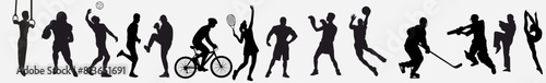 set of sports people silhouette. Collection of sports people in pose. 