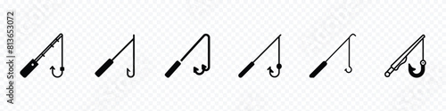Fishing icon, Fishing rod with reel, fishing rod icon, fishing rod isolated on transparent background