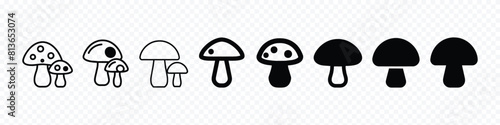 Mushroom icon, Mushroom Line icon, line icon for mushroom, Forest mushroom line icon set.