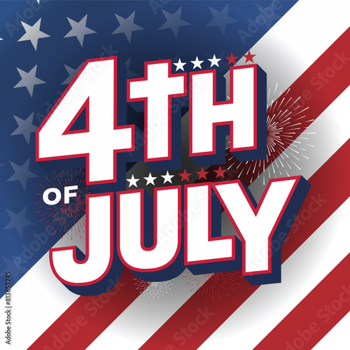 4th of July American Independence Day typography banner or greeting
