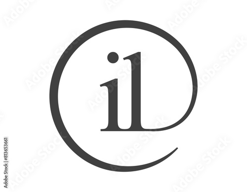 IL logo from two letter with circle shape email sign style. I and L round logotype of business company