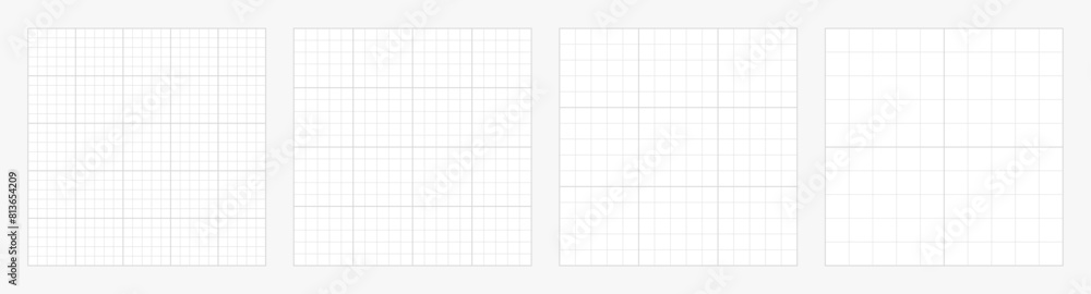 Set of square grid background with empty space. Design of square graph paper, school math sheet, grid paper sheet, notebook pattern, architectural graph paper. Vector illustration Set of square grid background with empty space. Design of square graph paper, school math sheet, grid paper sheet, notebook pattern, architectural graph paper. Vector illustration