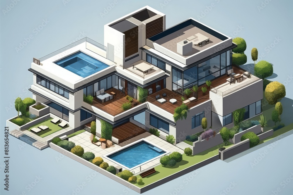 House drawing flat design top view Residential theme cartoon drawing Monochromatic Color Scheme House drawing flat design top view Residential theme cartoon drawing Monochromatic Color Scheme