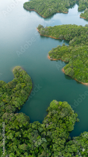 Aerial view of Bukit Batu at Lake Riam Kanan, Banjarbaru, South Kalimantan photo