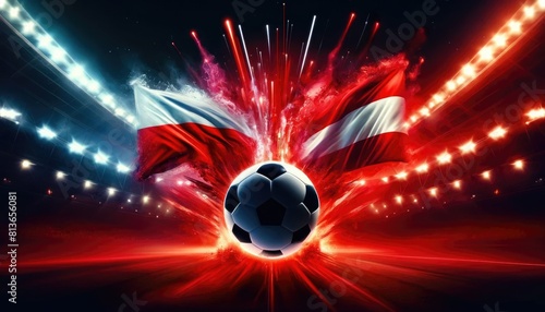 Poland vs Austria football match, country flags and stadium, UEFA Euro 2024, UEFA European Football Championship 2024, 2nd round, 2nd group stage