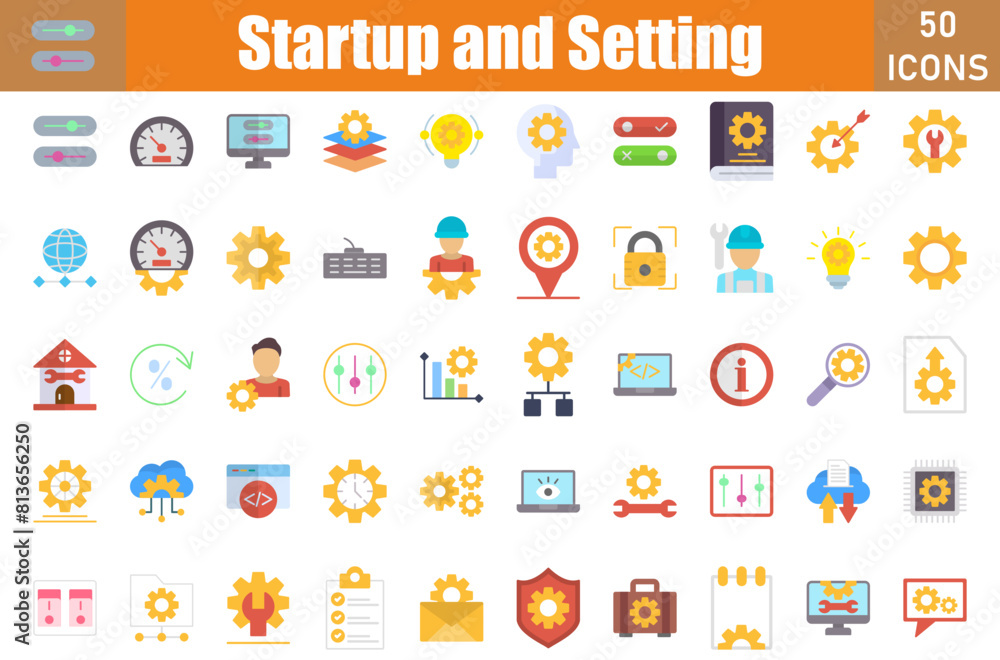 Startup And Setting Icons Set. Editable Stroke. Pixel Perfect Startup And Setting Icons Set. Editable Stroke. Pixel Perfect