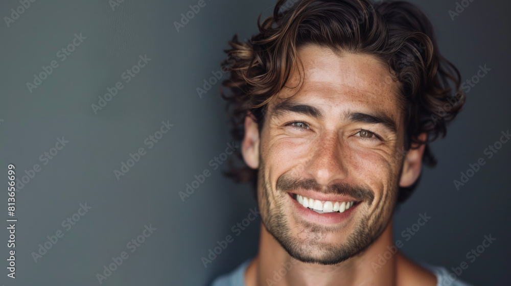 A wonderful portrait of a middle-aged man, smiling and looking at the camera. A wonderful portrait of a middle-aged man, smiling and looking at the camera.