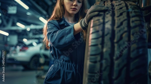 A Mechanic Inspecting a Car Tire