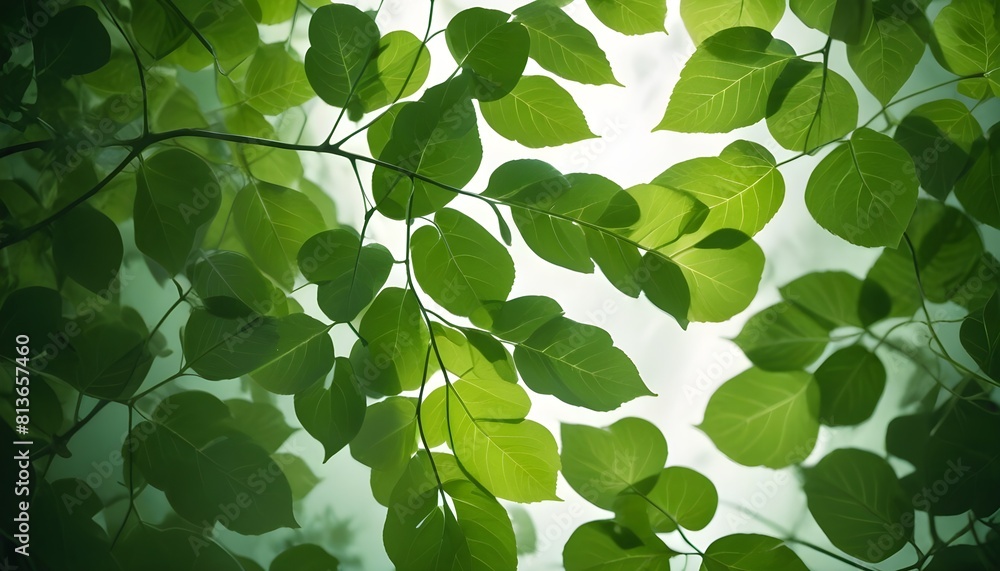 Obraz premium Green Foliage backdrop. Green green leaves as spring backdrop representing the nature and a relaxing calm.