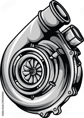 vector car turbocharger component illustration eps 10
