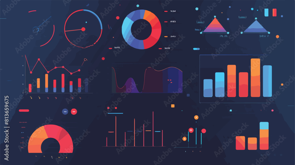 Business data analysis with abstract charts bar graph