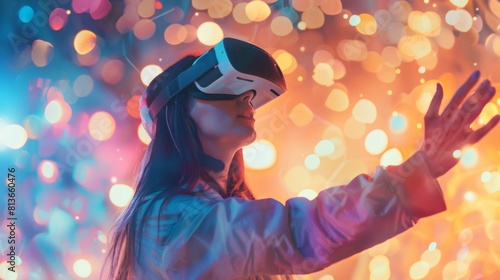 A Woman Experiencing Virtual Reality photo