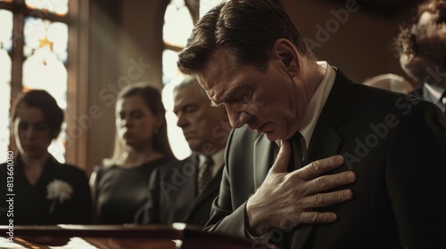 Man Mourning at a Funeral