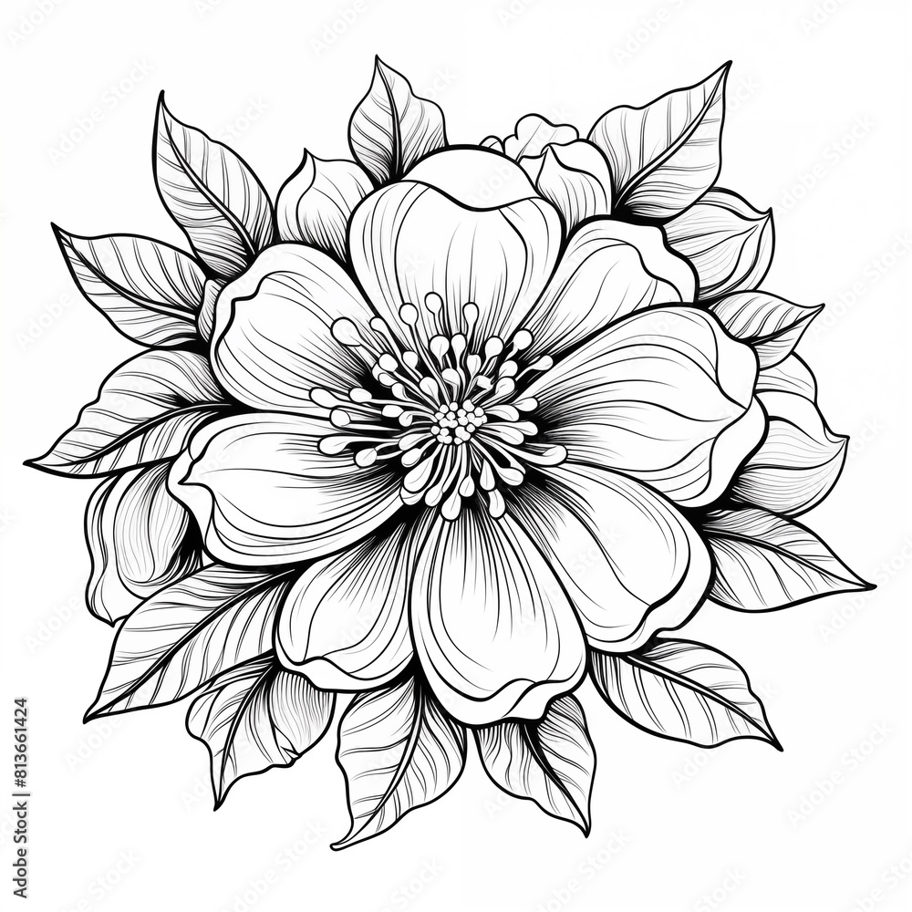 Fototapeta premium drawing of flower, isolated on white bacground -