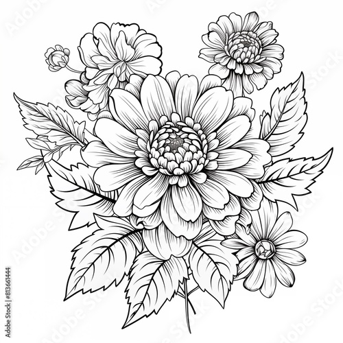 drawing of flower, isolated on white bacground -