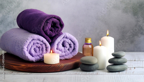 spa setting with candles, spa treatments, spa day.