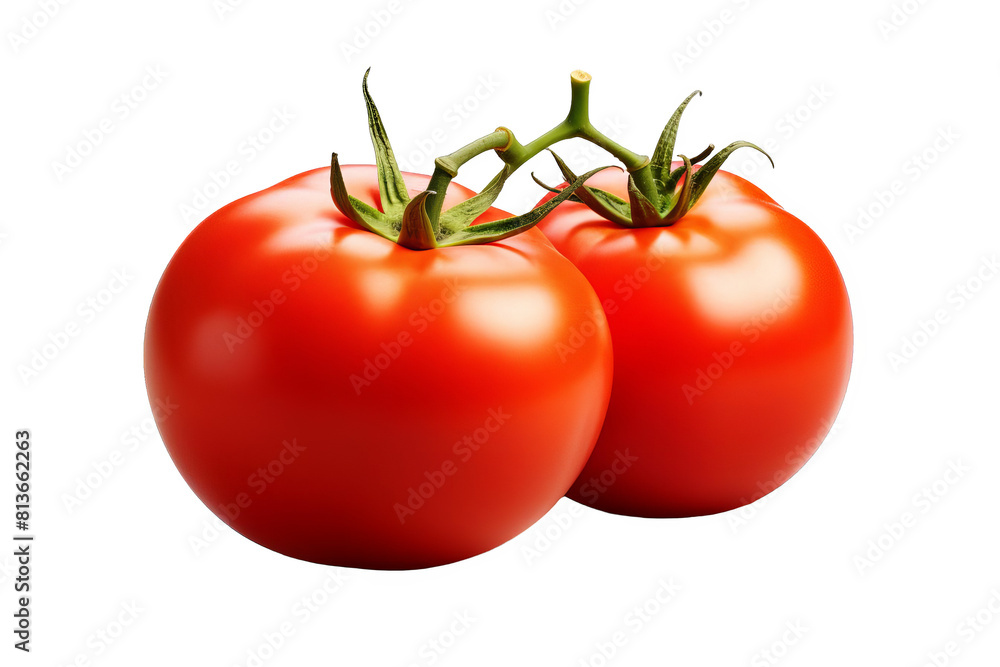 Two ripe red tomatoes on the vine isolated on a transparent background Two ripe red tomatoes on the vine isolated on a transparent background