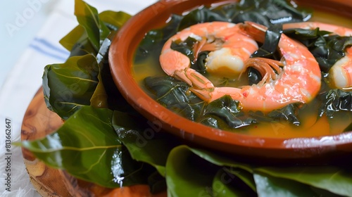 Tacaca, a spicy soup made with jambu leaves and shrimp photo