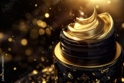 jar with cream on a dark background.