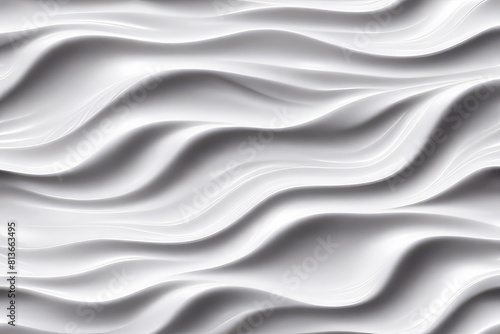 Abstract seamless white glossy soft waves texture,wavy embossed marble background for design.Generative AI.