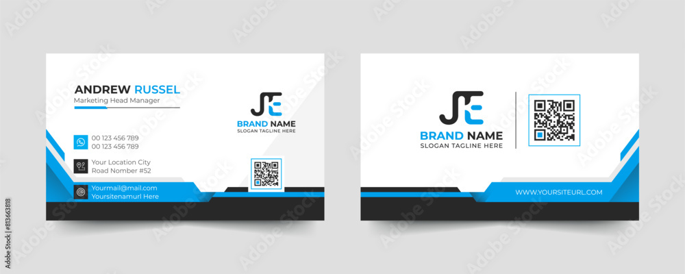 Blue modern and creative business card template. Simple clean visiting card design. Luxury and elegant visit card layout. Easy editable business for design with vector illustration. Blue modern and creative business card template. Simple clean visiting card design. Luxury and elegant visit card layout. Easy editable business for design with vector illustration.