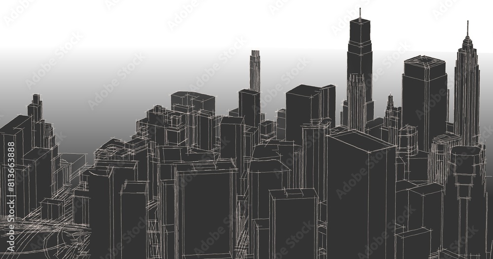 modern architecture city 3d illustration