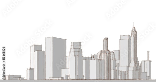 modern architecture city 3d illustration