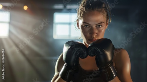 Athlete in Her Boxing Stance © PiBu Stock