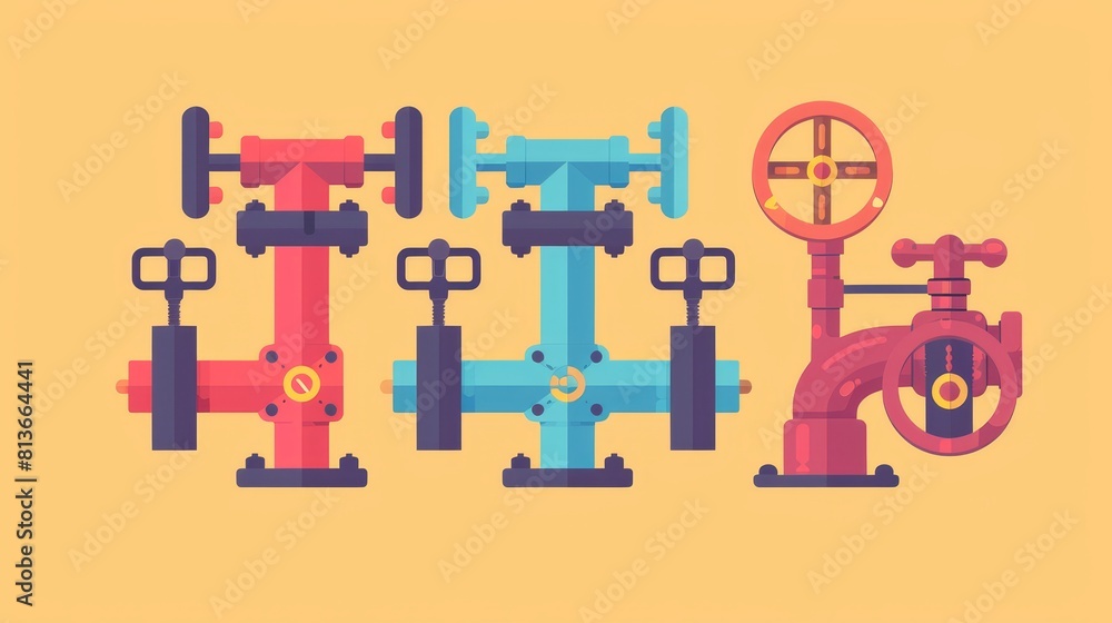 Precise safety valves flat design, front view system Precise safety valves flat design, front view system
