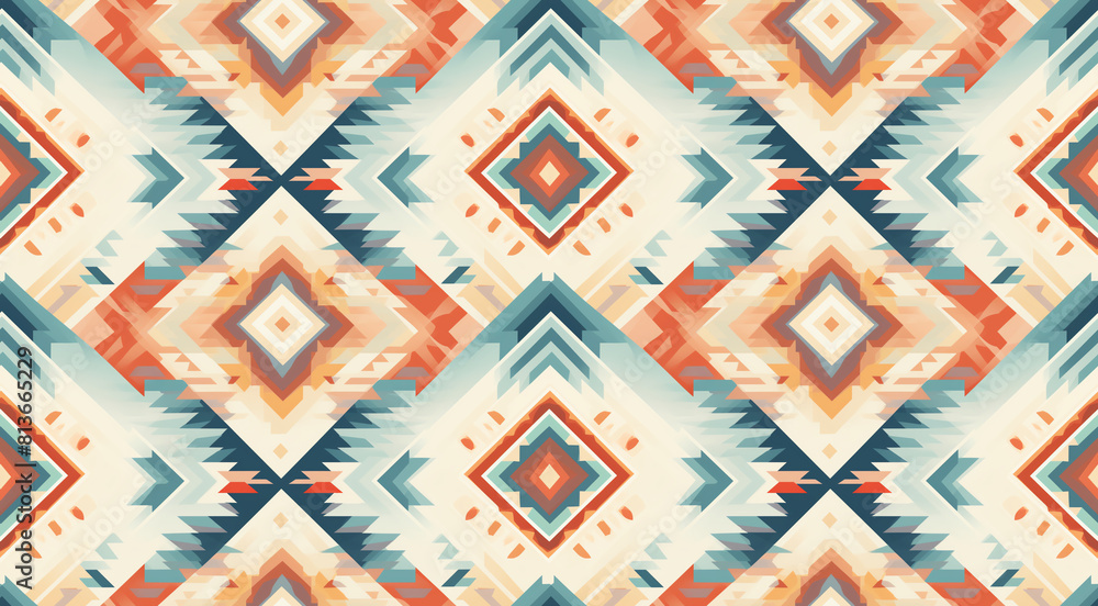 Geometric ethnic seamless pattern. American, native, Aztec, Mexican style. Colorful. Design for background, wallpaper, fabric, textile, batik, embroidery, clothing, carpet. illustration.