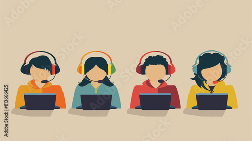 Call center design over beige backgroundvector illustration photo