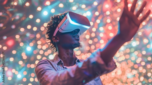 Man Experiencing Virtual Reality photo