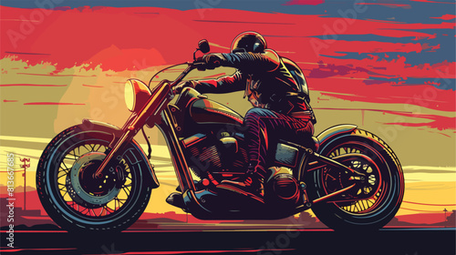 Biker in the classic motorcycle scene character vector