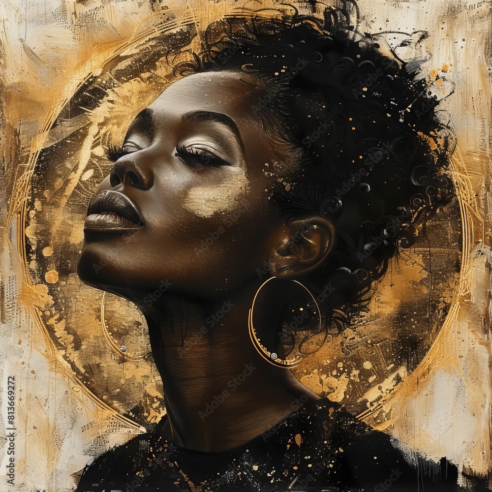 Solar Sovereign Create a portrait of a Black woman with a halo of ...