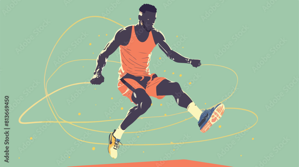 Black person Jumping rope gym vector illustration design