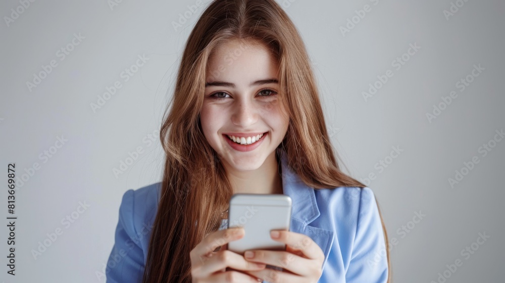 Smiling Woman with Smartphone Smiling Woman with Smartphone