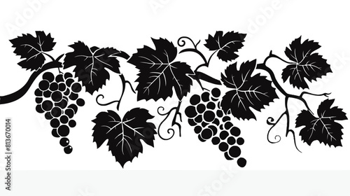 Black silhouette with bunch of grapes vector illustration photo