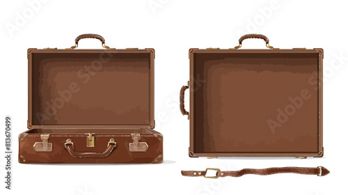 Elegant brown leather suitcase: high quality detailed 3D rendering, ideal for travel and storage