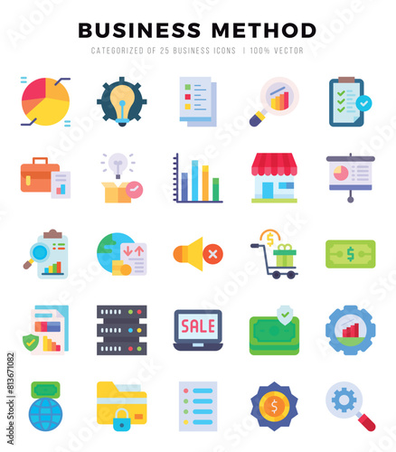 Business Method Icons bundle. Flat style Icons. Vector illustration.