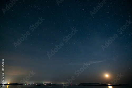 Quadro su tela Paysage de mer la nuit en Bretagne - France