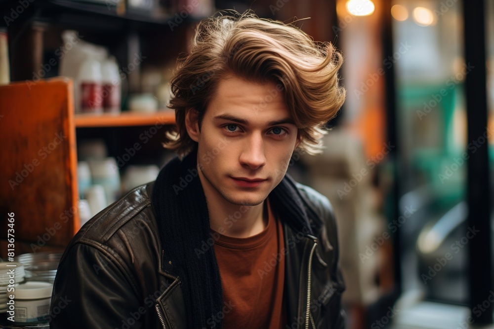 A young man with brown hair A young man with brown hair