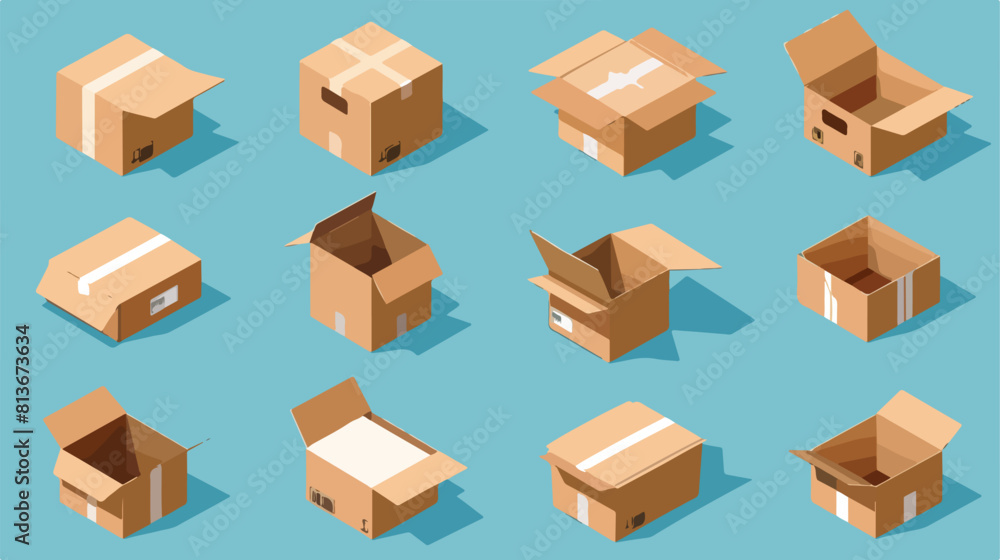 Cardboard boxes. Isometric carton boxes shipping 