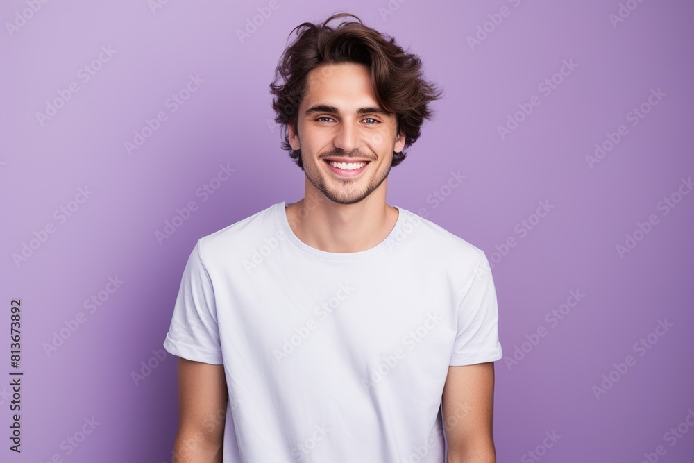 Obraz premium A man with a white shirt is smiling and looking at the camera