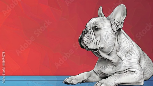 Stylized Illustration of a French Bulldog Sitting on a Colorful Background photo