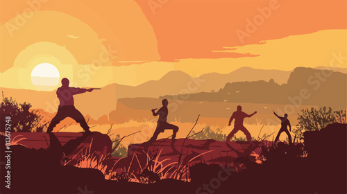 Body Combat design over landscape background vector illustration