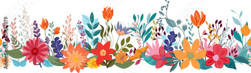 A wild flower floral flowers horizontal seamlessly tiling abstract pattern repeatable border footer design