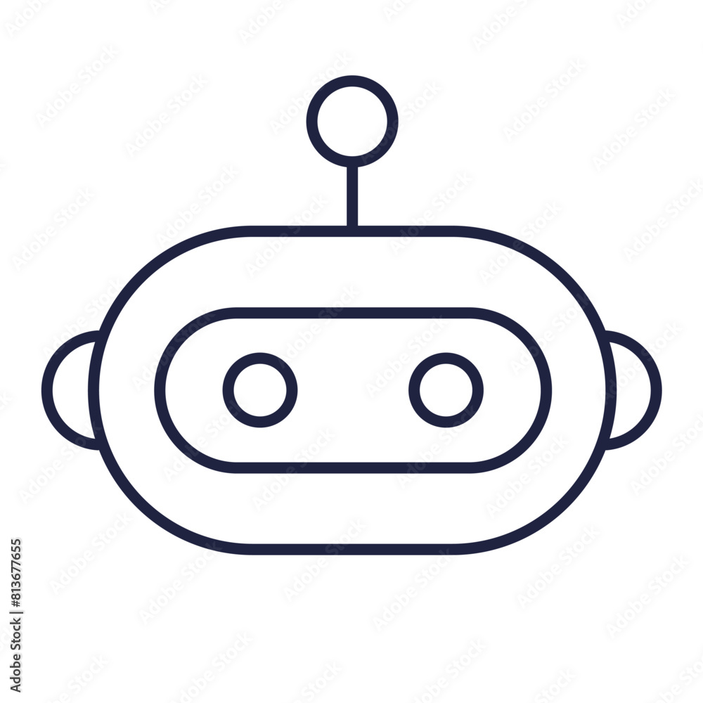 Fototapeta premium Robot line icon. Chatbot symbol for web and mobile. Virtual assistant bot. Machine head in simple flat design. Customer support, artificial intelligence concept. Editable vector stroke. Pixel perfect.
